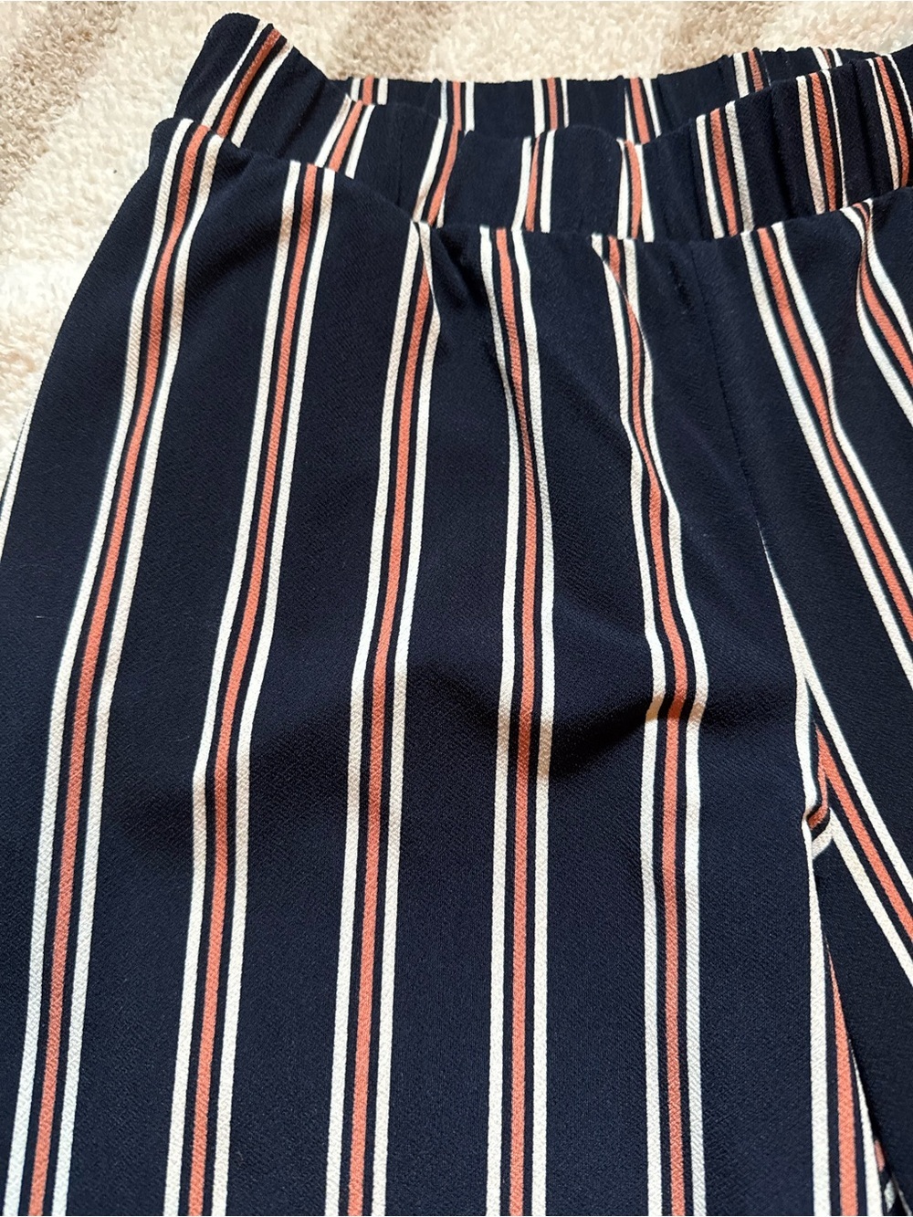 Banana Republic Navy Wide Leg Pants with Cream & Peach Stripes - Picture 3 of 4